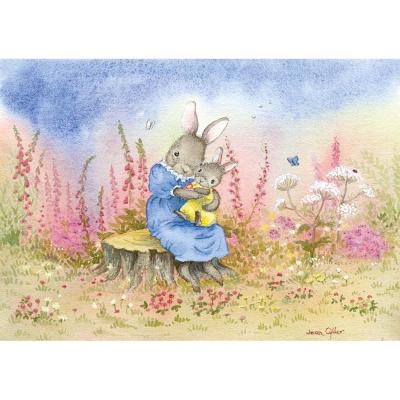 Jean Gilder - Mother & baby rabbit  - Postcard